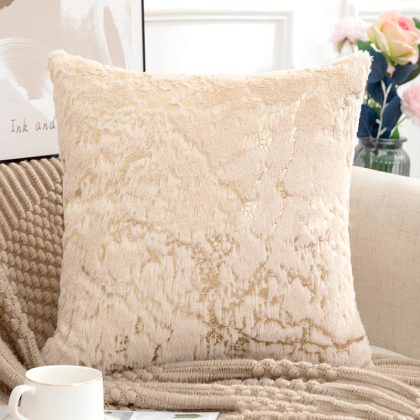 43x43CM Marble Plush Fur Pillow Cover for Decorative